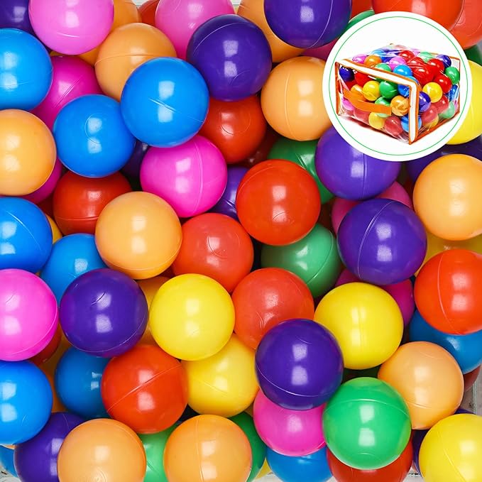 Vanland Ball Pit Balls for Baby and Toddler Phthalate Free BPA Free Crush Proof Plastic - Multicolored Pit Balls in Reusable Play Toys for Kids with Storage Bag