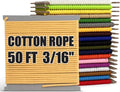 PerkHomy Cotton Rope 3/16" (5mm) 50 ft Multi Purpose Utility Diamond Braided Cord, Natural Cotton for Clothes Line Camping Crafting Flag Pole, Gold