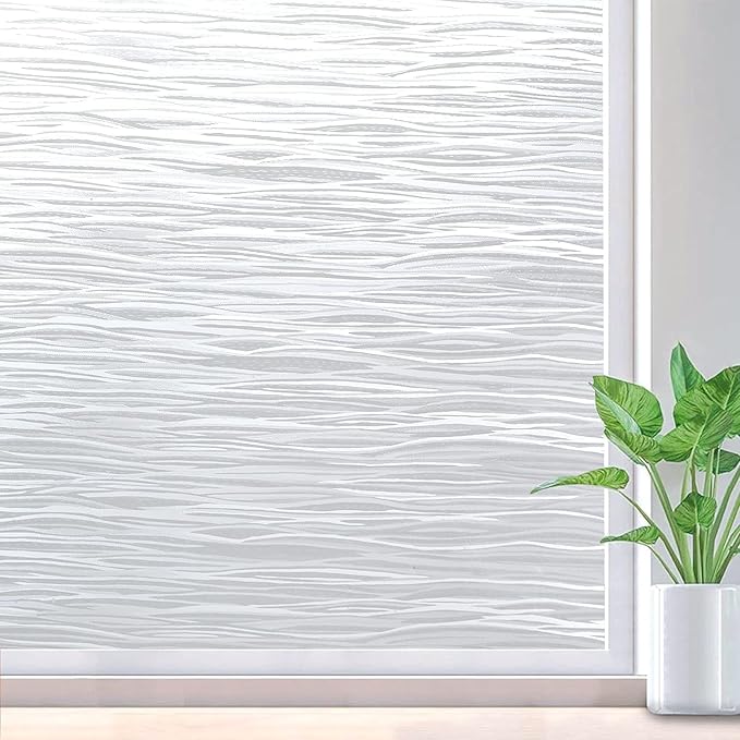 rabbitgoo Window Privacy Film Frosted Glass Film Removable Vinyl Door Coverings UV Blocking Decorative Static Cling Non-Adhesive Window Clings Sticker for Home Decor, 23.6 x 78.7 Inches