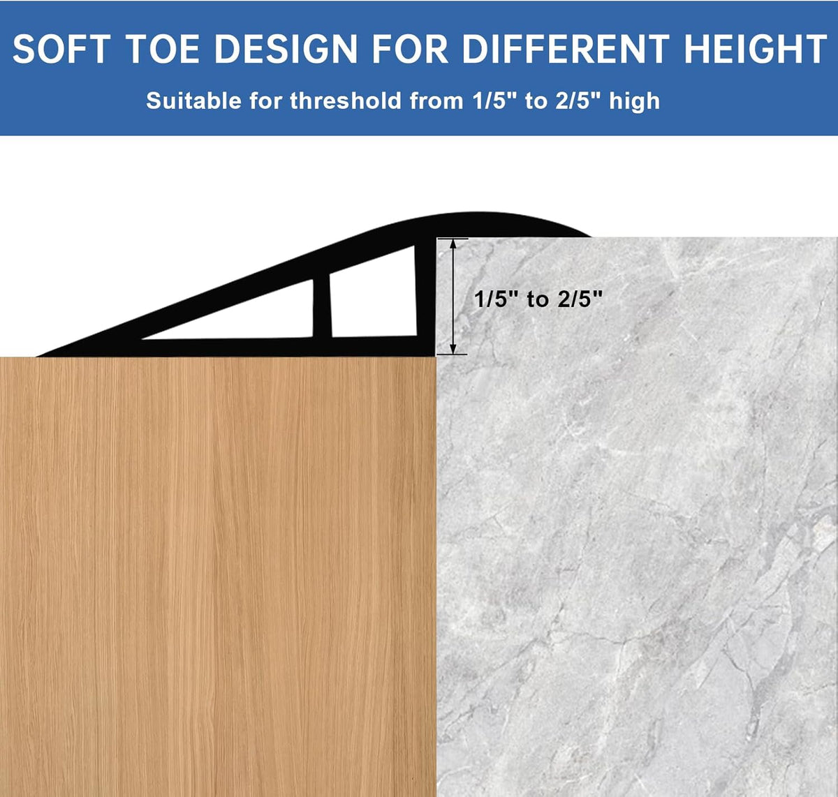 Vinyl Door Threshold Flooring Transition Strip Self Adhesive Carpet Edging Strip for Laminate Doorway Edge Threshold from 1/5" to 2/5" (Beige Wood Grain, 6.6 Ft)