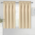 DWCN Blackout Curtains Room Darkening Thermal Insulated Bedroom Curtains Window Curtain Panels, 52 x 45 inches Long, Set of 2 Beige Rod Pocket Drapes