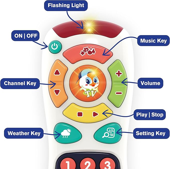 My Remote, My Program – Baby Remote Control Toy for 6 Months Old and Up – 20 Unique Learning Remote Buttons, Plays Baby Music Tunes, Flashing Lights, BPA Free and More