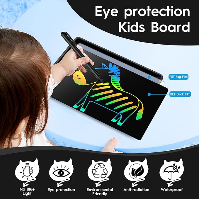 15 Inch LCD Writing Tablet for Kids, Large Kids Drawing Pad, Rechargeable Drawing Tablets, Drawing Supplies Toys Gifts for 3-8 Year Old Girls Boys, Black Drawing Board