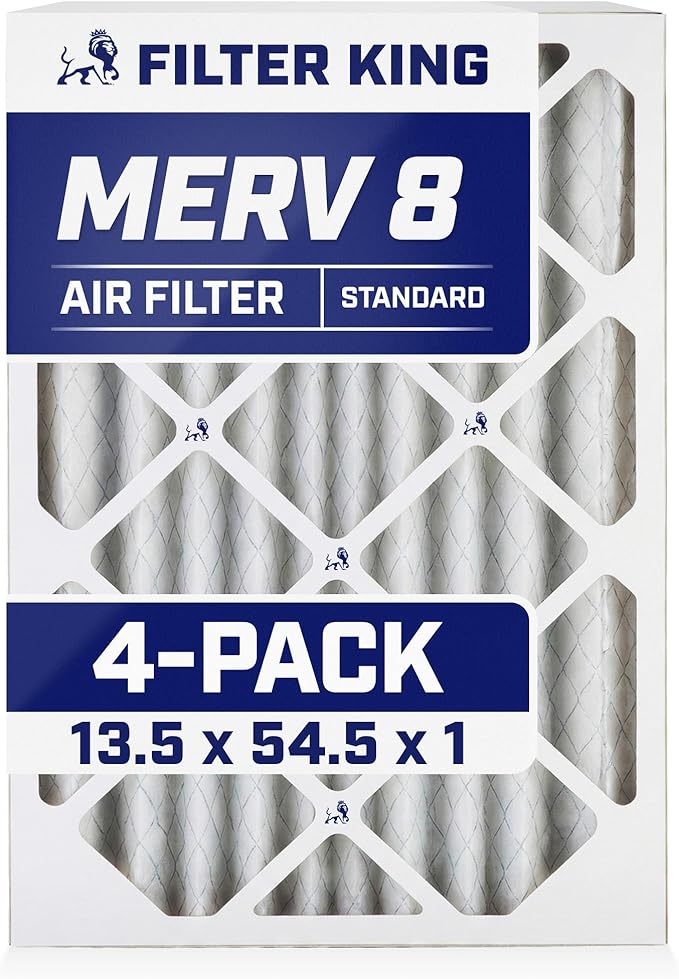 Filter King 13.5x54.5x1 Air Filter | 4-PACK | MERV 8 HVAC Pleated A/C Furnace Filters | MADE IN USA | Actual Size: 13.5 x 54.5 x .75"
