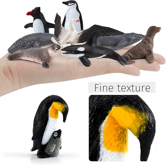 21PCS Antarctica Penguin Figurines Toy Playset Realistic Arctic Penguins Sperm Whale Toys Christmas Birthday Party Supplies Decorative Accessory