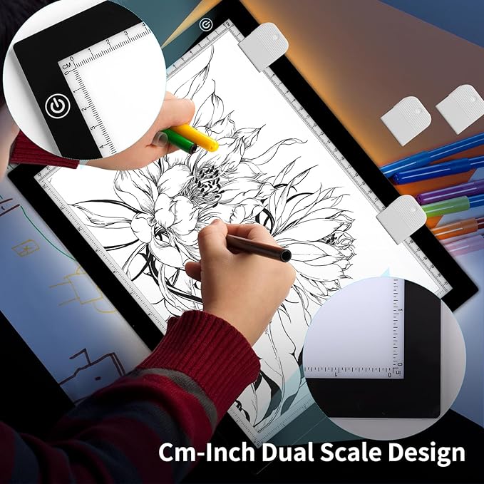 A4 LED Light Box for Tracing, elice Artist Drawing Lightbox Light Table Light Pad Light Copy Board, Up to 8000 Lux Super Bright Lightpad for Cricut Weeding Vinyl, Diamond Painting, Sketching (Black)