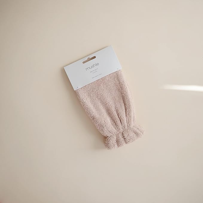 mushie Baby Bath Mitt | Organic Cotton | Pack of 2 (Blush)