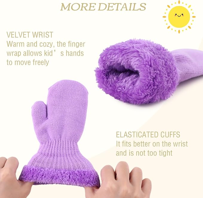 PESAAT Baby Girl Mittens Fleece Toddler Boy Mittens Warm Kids Winter Gloves Unisex Cold Weather Baby Gloves
