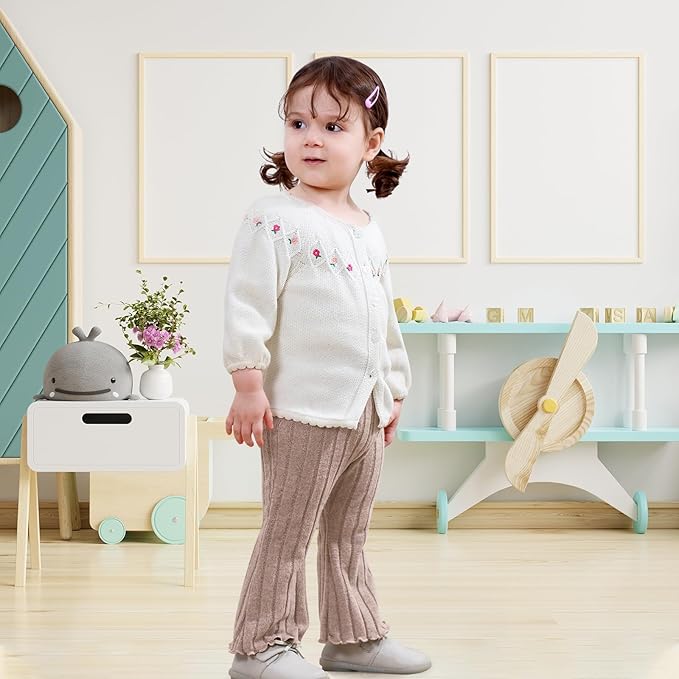 Neutocd Baby Girl Flare Pants Toddler Bell Bottoms Leggings Infant Stretchy Soft Trousers Solid Elastic Waist Pants