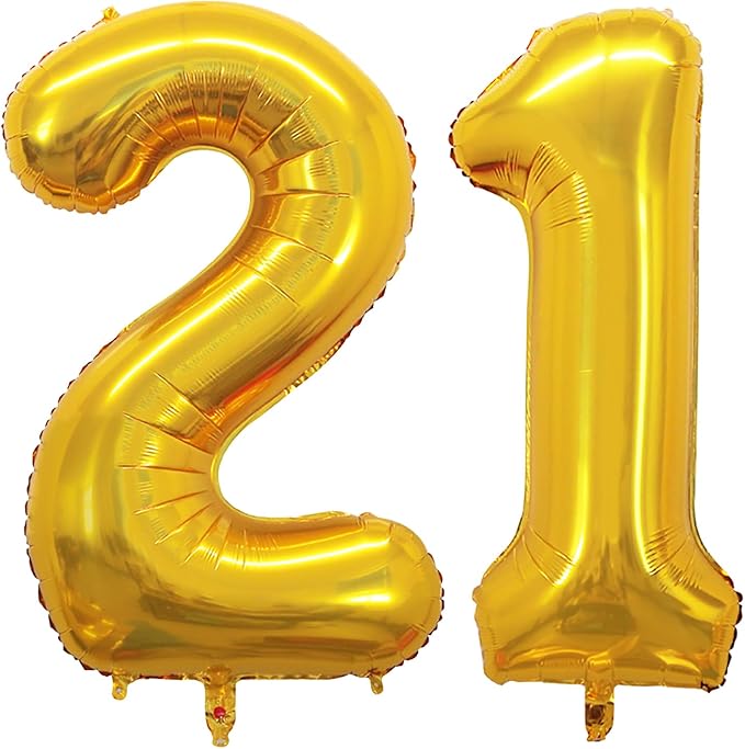 GOER Number 12 Balloons for 12th Birthday Sweet 12 Party Decorations,42 Inch Jumbo Foil Helium 21 Balloons for 21st Birthday Party Decoration (Gold)