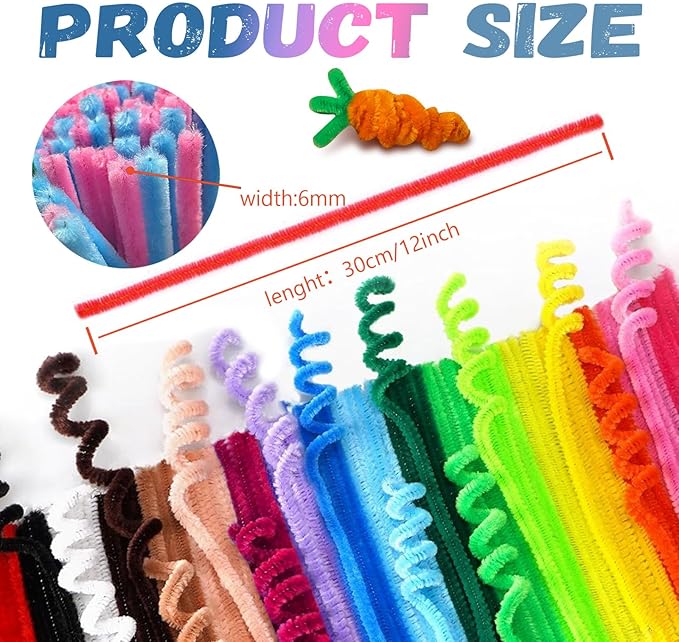Pipe Cleaners Craft,400PCS Pipe Cleaners Bulk,Juegos para Niños,Craft Supplies,Arts and Crafts,Chenille Stems for DIY Flowers Toys for Ages 8-13,School Supplies for Kids,Stocking Stuffers for Boys