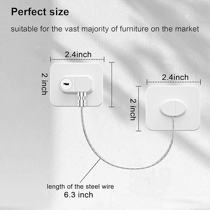 Fridge Lock (4 Pack),Refrigerator Lock with Keys,for Fridge, Cabinet Locks, Drawers, Dishwasher, Toilet and Child Safety Cabinet Locks, 3M Adhesive No Drilling (White 4pcs)