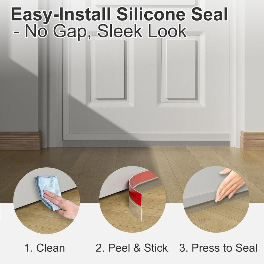 Heavy-Duty 20 ft x 3 in Weather Stripping, Extra Thick 2mm Door Draft Stopper Silicone Seal Strip for House and Glass Shower Doors for Collision and Side Gaps of Door and Windows, Clear