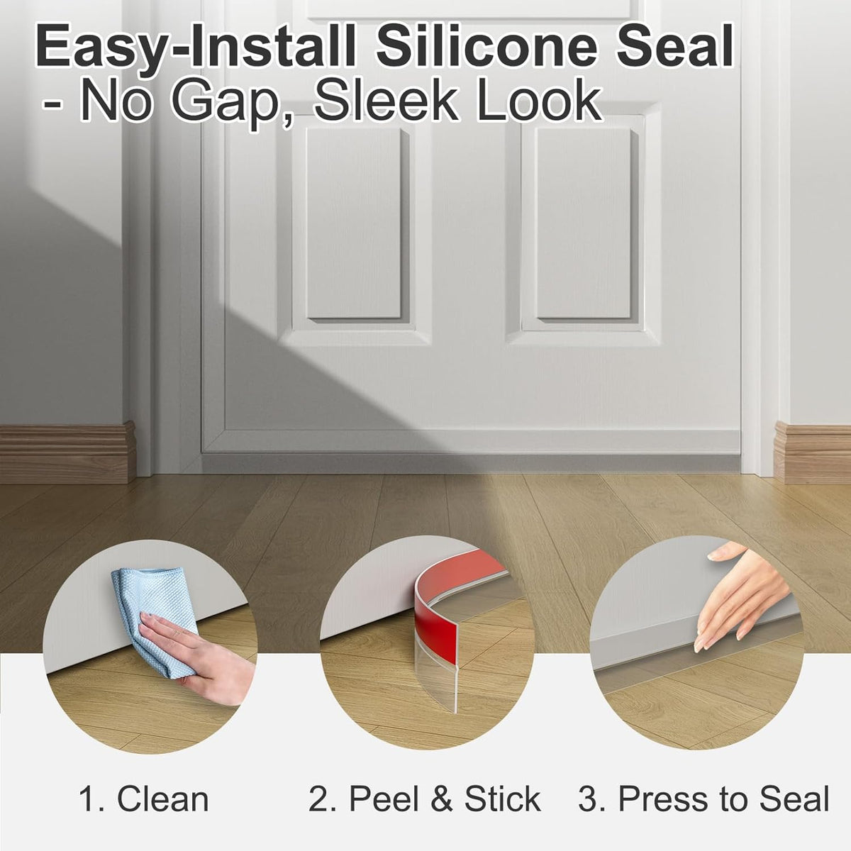 Heavy-Duty 20 ft x 3 in Weather Stripping, Extra Thick 2mm Door Draft Stopper Silicone Seal Strip for House and Glass Shower Doors for Collision and Side Gaps of Door and Windows, Clear