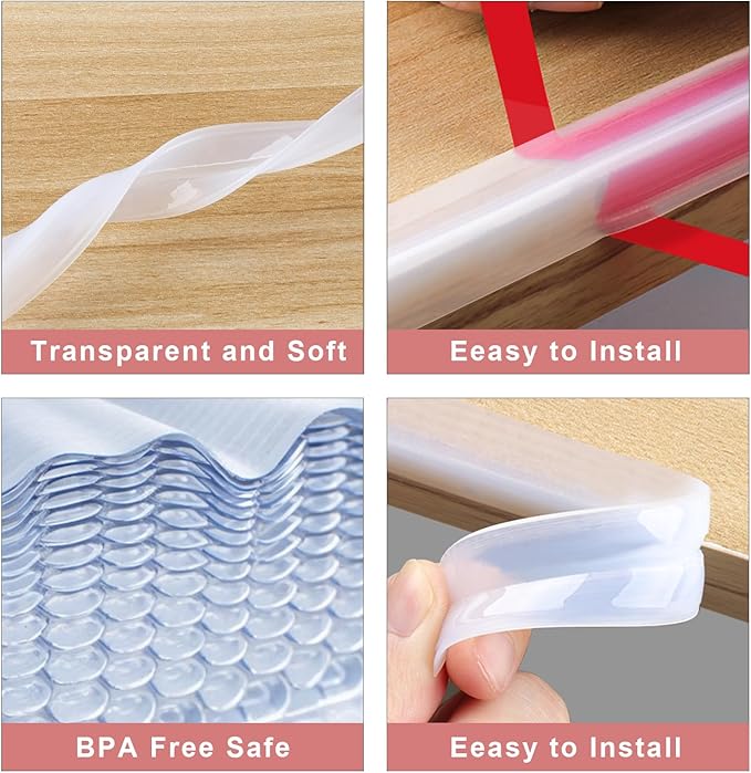 100% Silicone Corner Protectors,Corner Protector Baby Proofing, Soft Edge Protector,Furniture Corner Guard & Edge Safety Bumpers with Strong Adhesive for Furniture&Sharp Corners