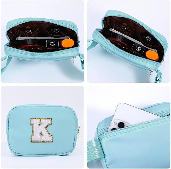 YOOLIFE Birthday Gifts for 4 5 6 7 8 9 10 11 12 13 14 Year Old Girls - Initial Fanny Pack Belt Bag Purse for Girls Teens Daughter Sister Niece, Personalized Trendy Stuff for Teen Girl Kids | Blue F