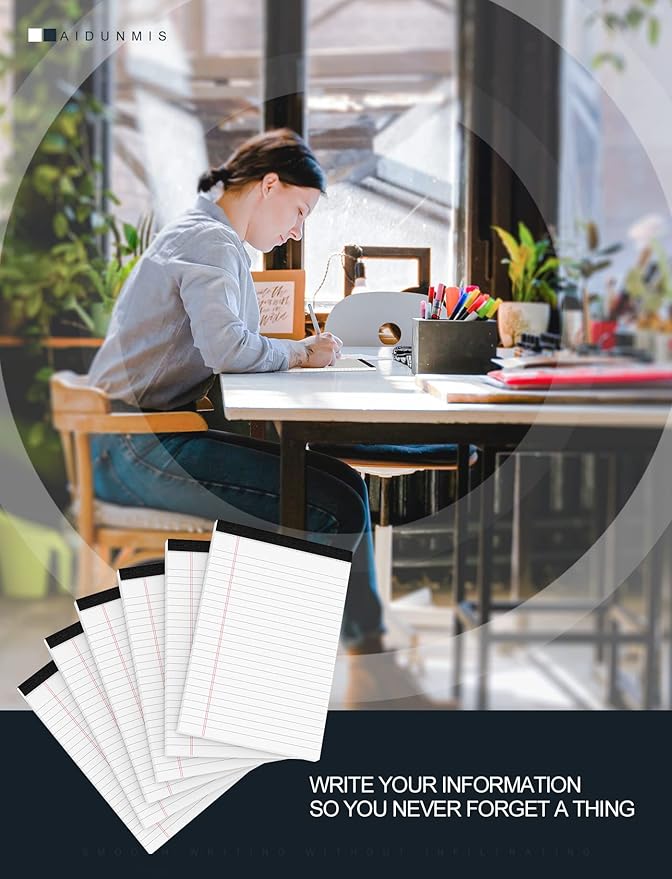 10 Pack Legal Pads Writing Pad 5x8 Inch Lined Writing Note Pads Grocery List Notepad Narrow Ruled Writing Pads 5x8 White Small Legal Pad 30 Sheets To Do Notepad 80GSM Paper for School, College, Office