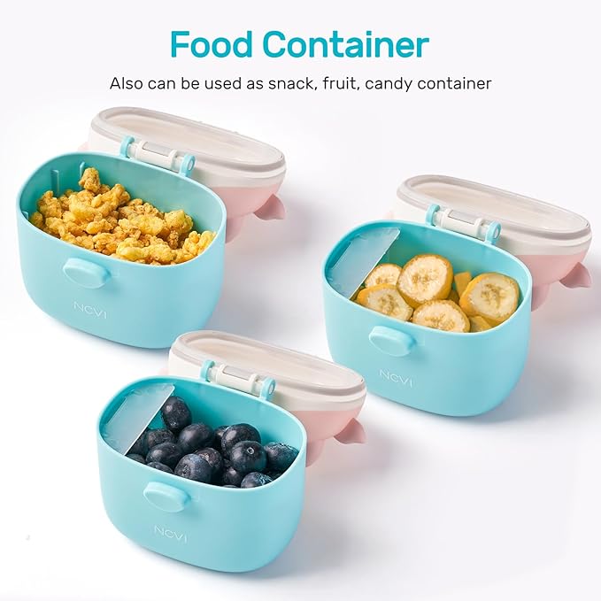 NCVI Baby Formula Dispenser On The Go, Formula Container To Go, Formula Holder for Travel, Outdoor Picnic with Baby Infant, Portable Container for Milk Powder, Snacks, Candy, Fruits (Green)