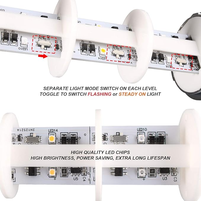 12-24V LED Stack Tower Lights, Industrial Warning Lights, Andon Lights, Column Signal Tower Indicator Lamp Beacon, Continuous/Flashing Light Switchable, 1 Layer (with Buzzer)