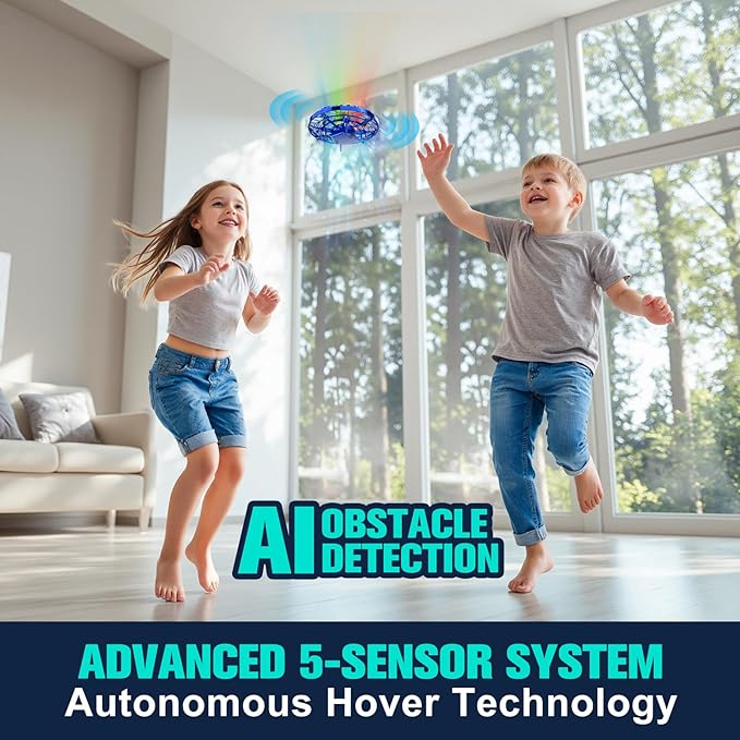 Hand Operated Drone Toy for Kids - Easy Fly Hover Drone with AI Motion Sensor, Rechargeable Drones for Kids 8-12 & 6-8, Safe Mini Quadcopter with Auto Hover, 360 Flip/Roll, Perfect Boys Girls Drones for Age 4-6-8-12 Birthday Gifts