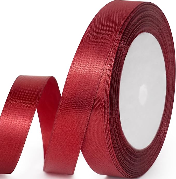 5/8" x 25 Yards Satin Ribbon, Scarlet Silk Ribbon Ideal for Gift Wrapping, Floral Bouquets, Crafts, Wedding Party Decorations, Christmas and Sewing Projects