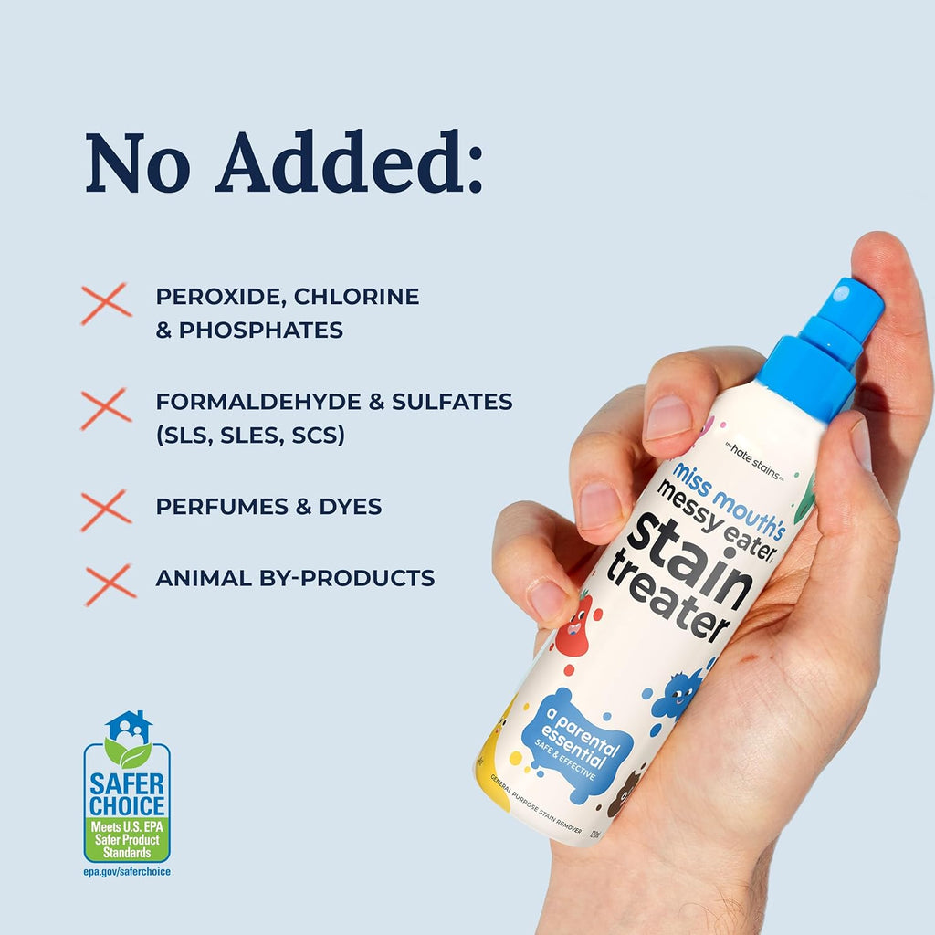Miss Mouth's Messy Eater Stain Treater Spray - 4oz 2 Pack Stain Remover - Newborn & Baby Essentials - No Dry Cleaning Food, Grease, Coffee Off Laundry, Underwear, Fabric