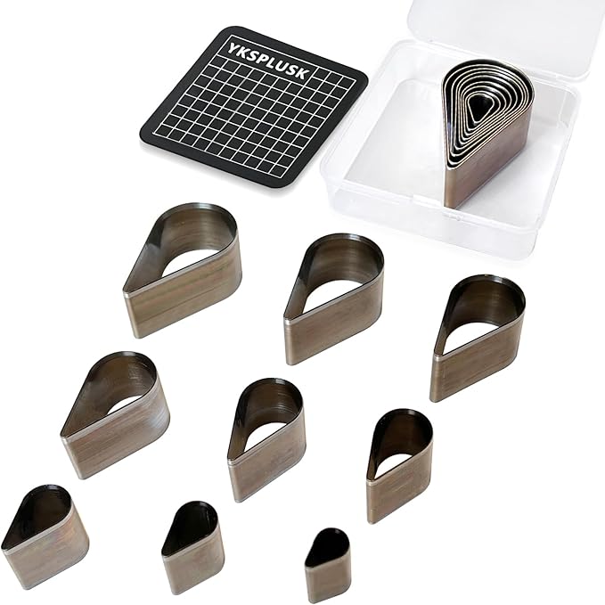 9 Pcs Leather Hole Cutter Set, 9 Sizes Teardrop Shaped Cutting Dies Tool, Cutting Mold Punching Die Set for DIY Craft, Leather Cutter Hollow Punching with Box