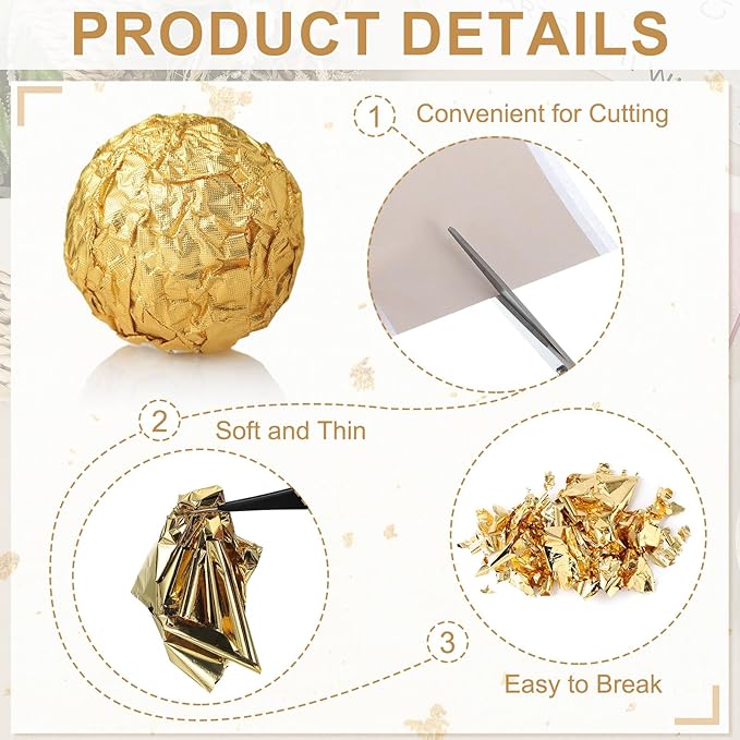 PATIKIL Gold Leaf Sheets for Art 3.7" x 3.4", 100 Pcs Gold Foil Sheet Metallic Leaf Papers for DIY Crafts Resin Furniture Nails Paintings Home Decoration, Light Pink