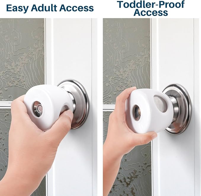 Inaya Kids Safety Door Knob Cover (4 Pack) - Prevent Children from Opening Doors, Fit Most Round Knobs - Door Knob Safety Cover for Kids, Child Proof Door Lock, Child Proof Door Locks - Translucent