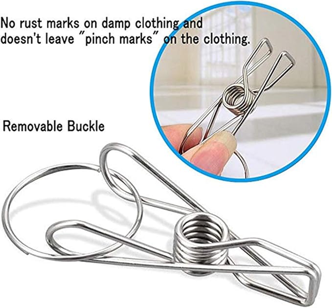 DurReus Reusable Stainless Steel Drying Rack Laundry Drip Hanger 8 Clips Closet Organizer for Hanging Lingerie,Underwear,Clothes Disapers,Mitten,Socks,Hats,Bras,Skirts,Scaf
