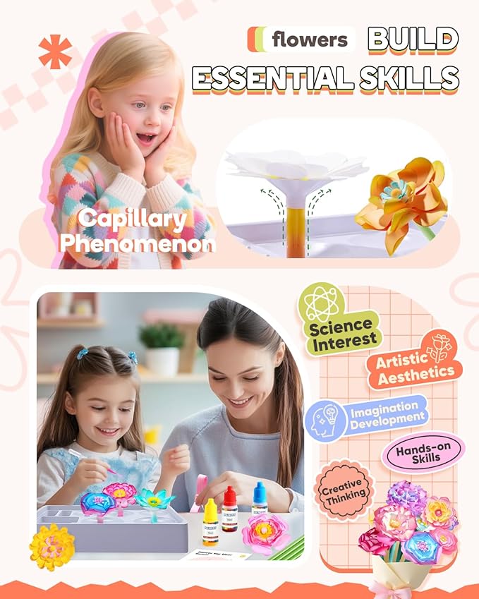 Paper Flowers for Crafts, Arts and Crafts for Kids Ages 8-12, Paper Flowers Science Kits, DIY Color Changing Flower Educational STEAM Toys, Christmas Birthday Gifts for Girls Age 5 6 7 8 9 10 11 12