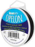The Beadsmith Opelon Stretch Cord – Elastic Beading Fiber, Black, 1.2 mm Diameter, 5 Meters (16.4 ft) Spool
