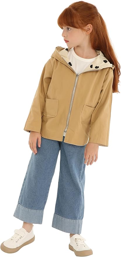 Mud Kingdom Cute Girls Hooded Jacket Reversible Full Zipper Outerwear