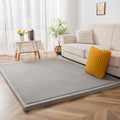 MAXYOYO Grey Coral Velvet Area Rug, Thick Japanese Tatami Mat Living Room Carpet with Non-Slip Backing, Large Solid Color Mat for Bedroom Dormitory Yoga, 78 by 78 inch