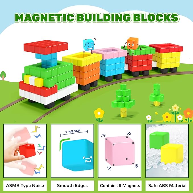 40pcs Magnetic Blocks for Toddler Toys, Magnetic Cubes Building Blocks Classroom Must Haves, STEM Preschool Sensory Magnet Toys for 3 4 5 6 Year Old Boys and Girls