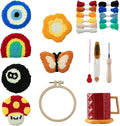 Anidaroel Punch Needle Coaster Kit, Punch Needle Kits for Adults Beginners Include 6 Pattern Tufted Coasters with Adhesive Felt Yarns, Hoops, Tools, Coaster DIY Needle Punch Craft