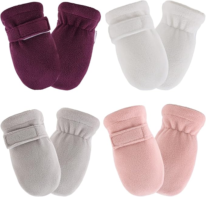Zsedrut No Scratch Baby Mittens Toddler Infant Fleece Lined Gloves Winter Warm Mitten for Baby Boys Girls