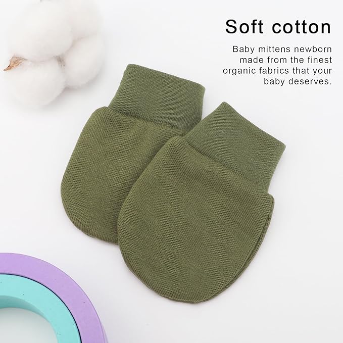 BQUBO 6 Pairs Newborn Baby Boys Girls Mittens 0-6 Months Unisex-Baby Infant Mittens Elastic No Scratch Wrist Gloves