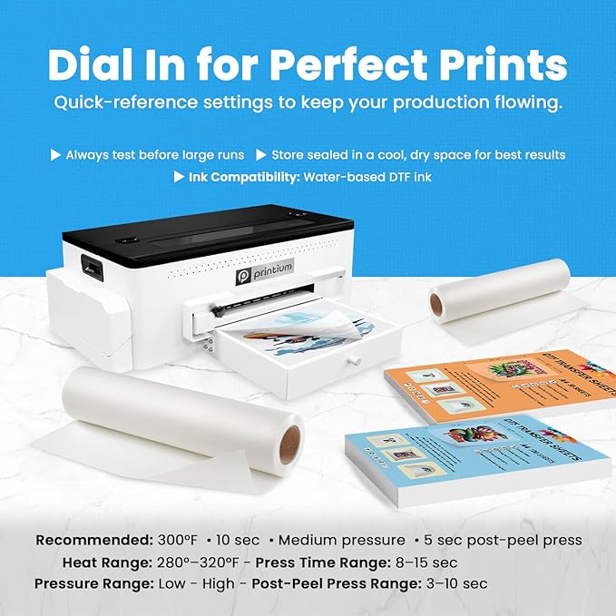 DTF Transfer Film Roll 23.6in x 328ft – Instant Hot & Cold Peel – Double Matte Anti-Static Coating – Premium Heat Transfer Film for Vibrant Colors & Durable Prints – Works with All DTF Printers