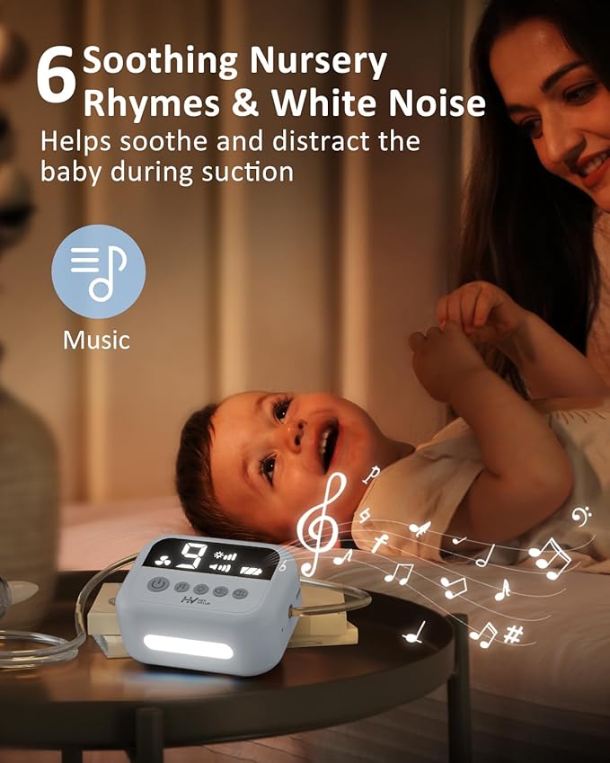 HEYVALUE Nasal Aspirator for Baby, Hospital Grade Nose Sucker with 9 Levels Suction, Night Light and Nursery Rhyme Soothing, Electric Nose Suction for Baby with Food-Grade Silicone Tips Blue