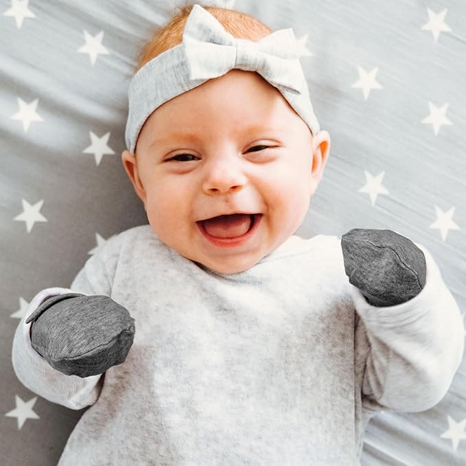 Newcotte Adjustable Baby Mittens No Scratch Newborn Cotton Breathable Gloves Warm Baby Mitts for Boys