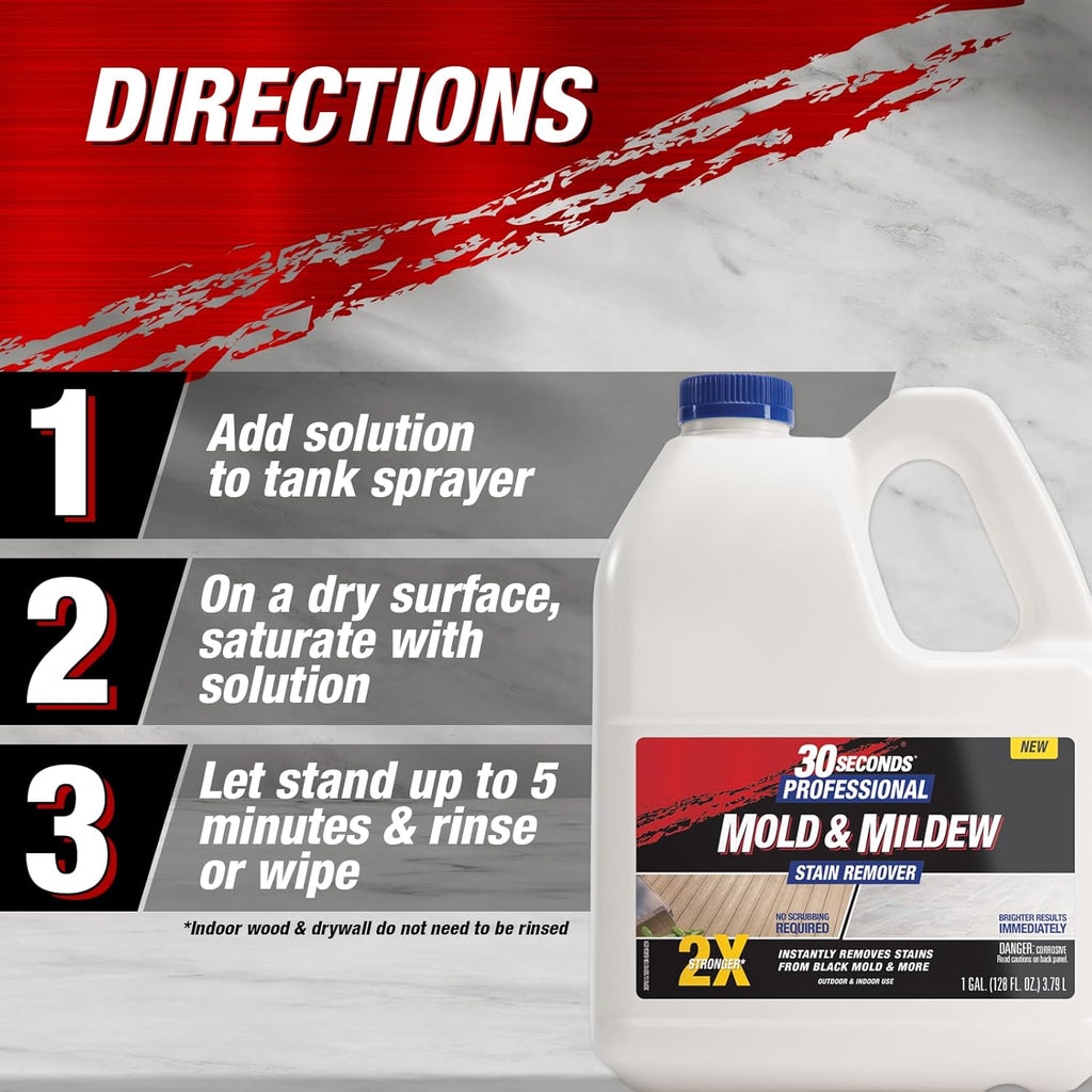 30 SECONDS Pro Mold and Mildew Stain Remover | Scrub Free | Brighter Results Instantly | Ready To Use Refill | 128 fl. oz. (2 PACK)