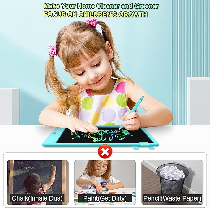 12.9 Inch LCD Writing Tablet for Kids, Colorful Toddler Doodle Board - Erasable Drawing Pad, Educational Learning Toy for Ages 3-8 - Valentine's Day Christmas Birthday Gifts (12.9 Inch, Blue)