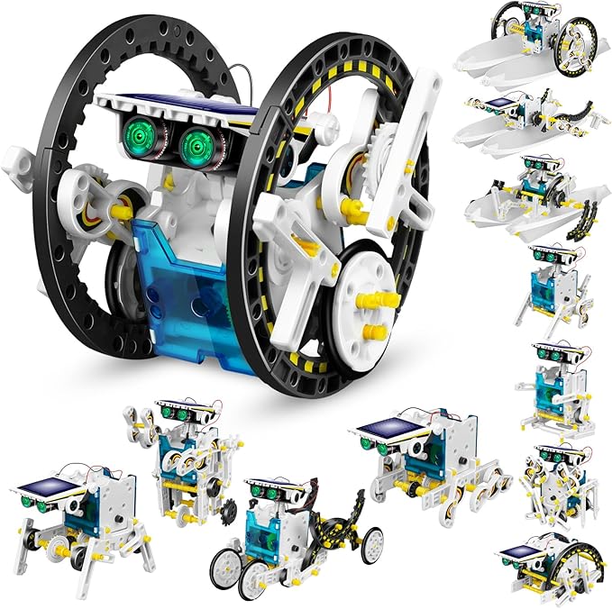 13-in-1 Solar Robot Toys for Ages 8 9 10 11 12 Year Old Boys Girls, STEM Science Kits for Kids Age 8-12, Building Experiments Robotics Kit STEM Projects for Kid Christmas Birthday Gifts (White)