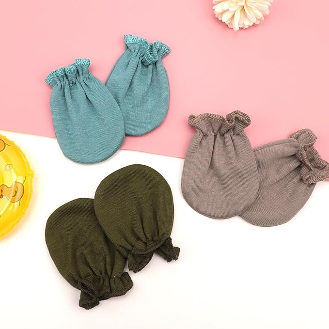 BQUBO Newborn Infant Toddler Mittens No Scratch Cotton Elastic Wrist Gloves Hypoallergenic for 0-6 Months Baby Boys Girls