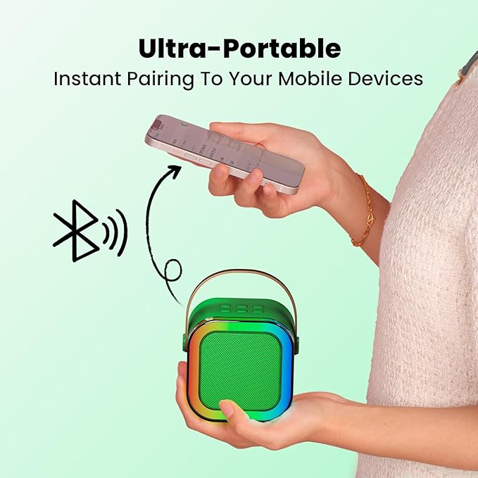 IROO Mini Karaoke Machine for Kids, 2025 TOP Toys Birthday Gifts Ideas for Girls Ages 4, 5, 6, 7, 8, 9, 10, 12+ Years Old, Portable MP3 Player with 2 Wireless Mics for Party