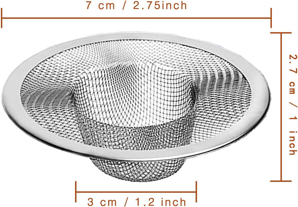 50pcs Heavy Duty Stainless Steel Slop Basket Filter Trap, 2.75" Top / 1" Mesh Metal Sink Strainer,Perfect for Kitchen Sink/Bathroom Bathtub Wash Basin Floor Drain Balcony Drain Hole,Utility…