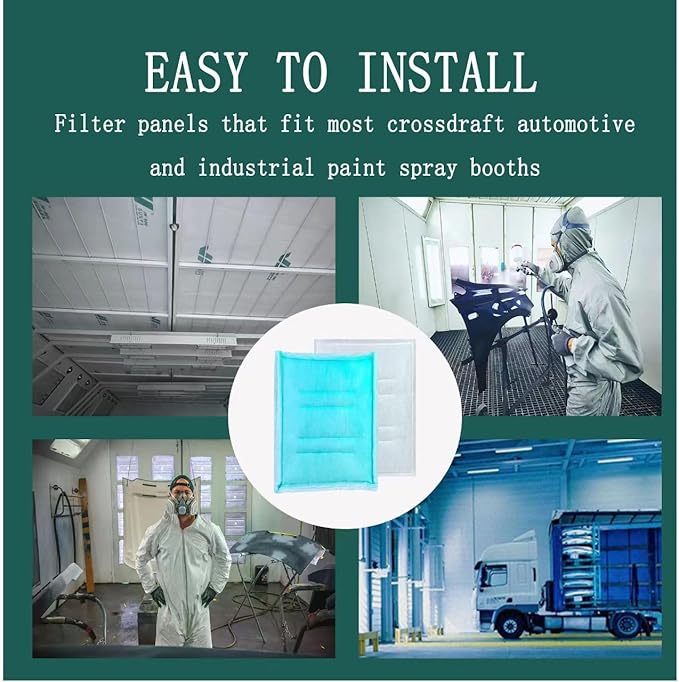 AUC Paint Booth Tacky Intake Filter Pad Series 55, 24" x 24" (20/case) Spray Booth Intake Filter with Internal Wire Support Frame