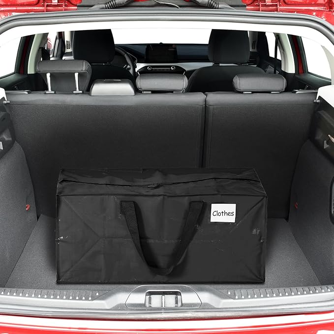 4 Pcs 24 Gallon Large Moving Bags with Zipper and Handles Foldable Storage Duffle Bags Heavy Duty Extra Large Totes for College Dorm Travel Clothes Blankets Bedding Moving (Black)