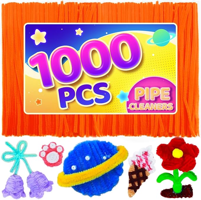 Eppingwin 1000pcs Pipe Cleaners, Orange Pipe Cleaners Craft Supplies,Chenille Stems for DIY Arts Crafts Project(Orange)